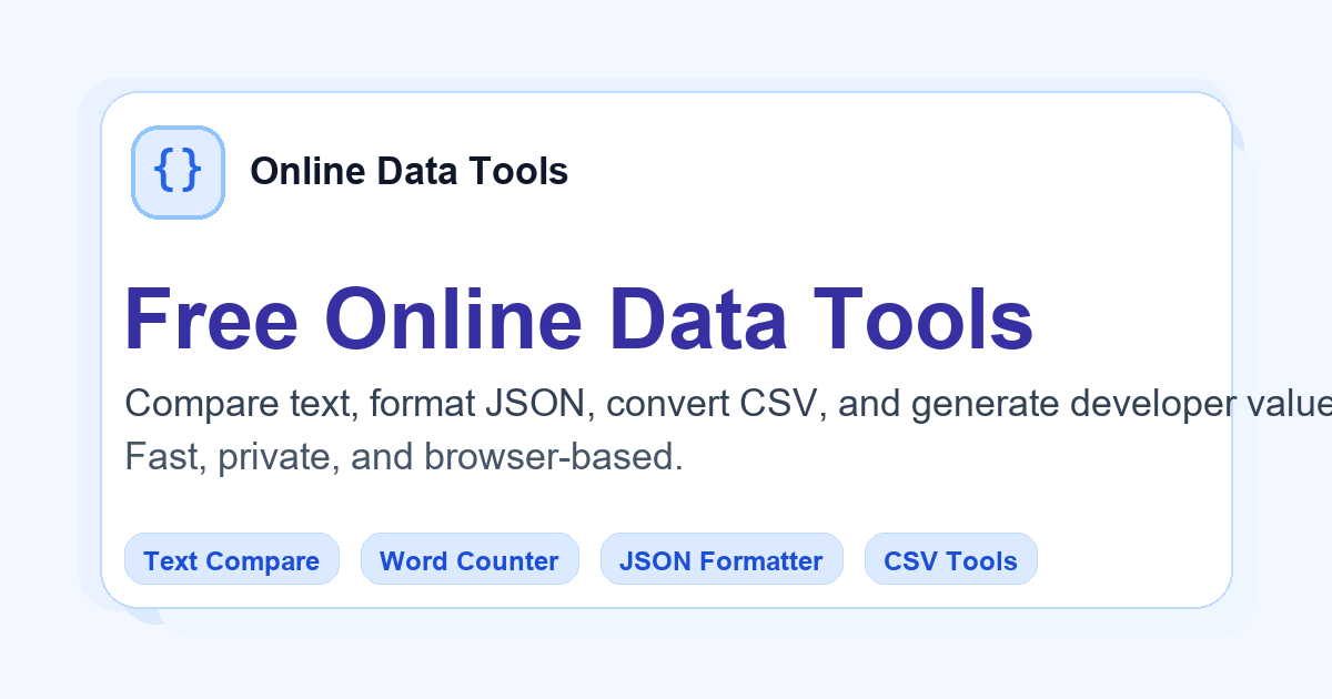 Text Compare Online - Free Diff Checker | Online Data Tools